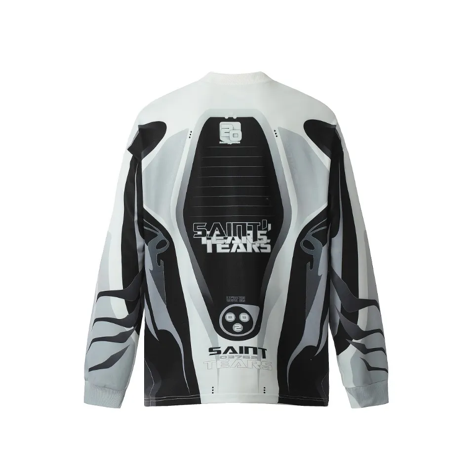 Saint michael tears all-over printed long-sleeved vintage autumn and winter T-shirt Style number: 113 Size: M L XL Wholesale price: 136 Color: white gray blue